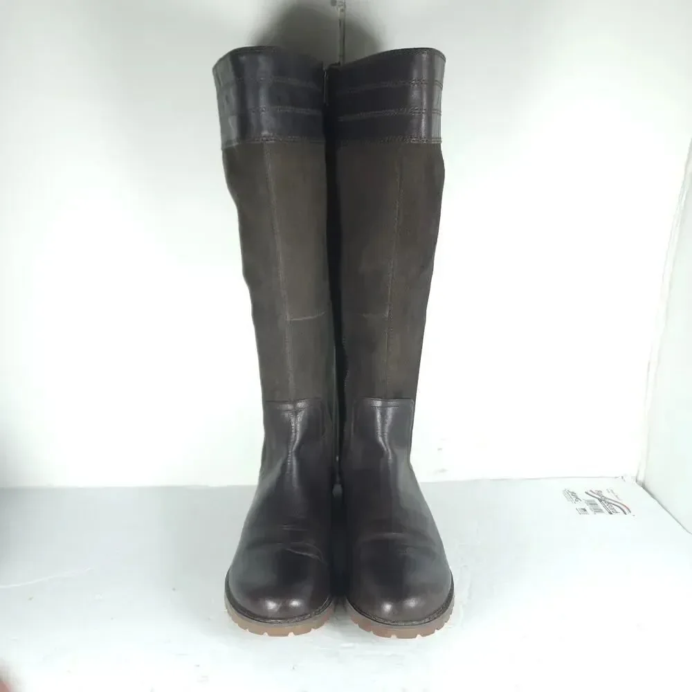 Timberland Women's Bethel Heights US9 Brown Leather Zip Knee High Riding Boots